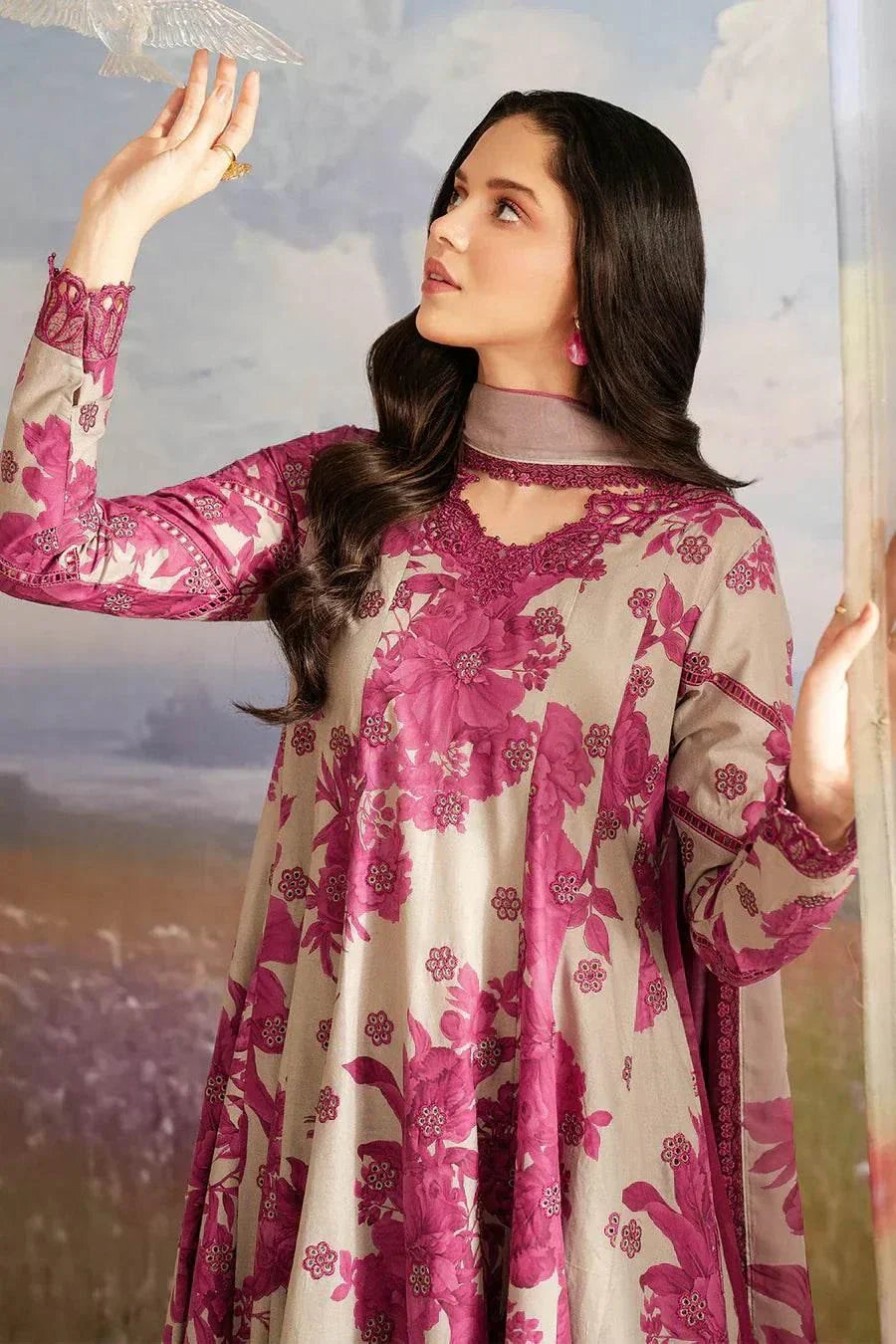 EMBROIDERED PRINTED LAWN Unstitch - BK.Clothings