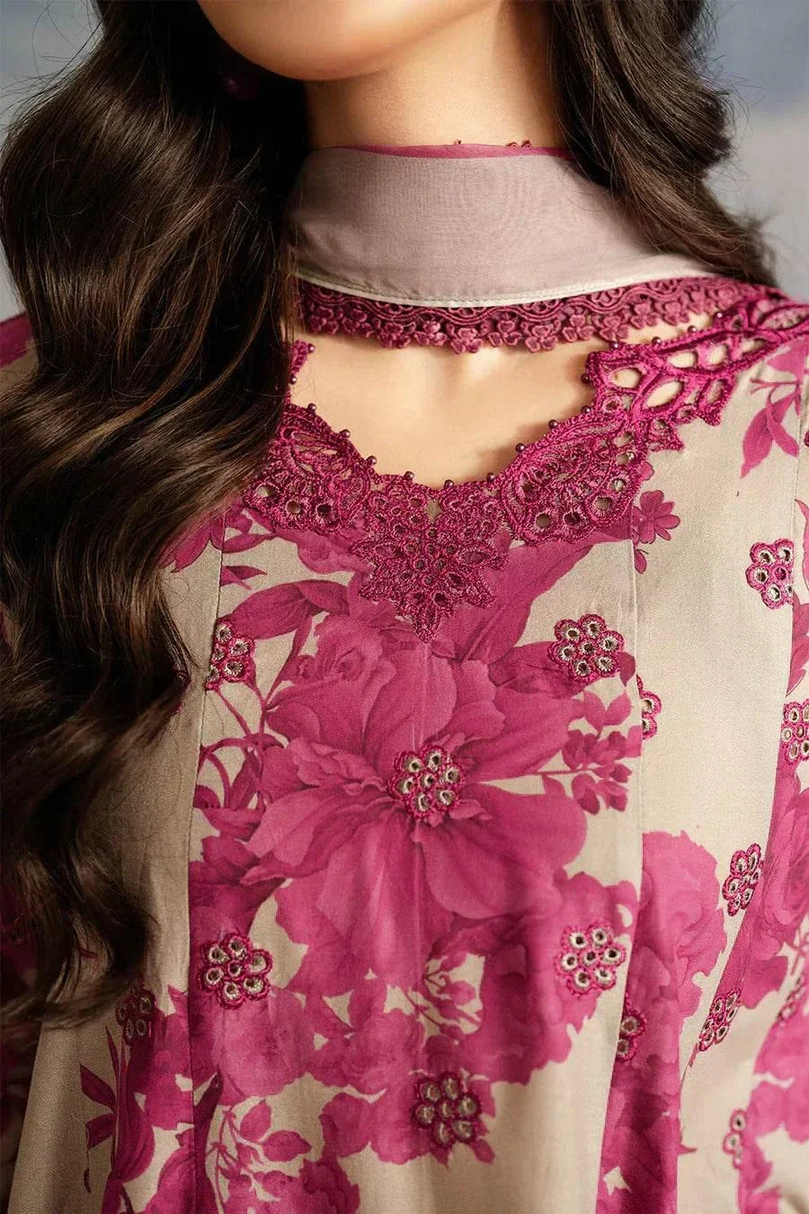 EMBROIDERED PRINTED LAWN Unstitch - BK.Clothings